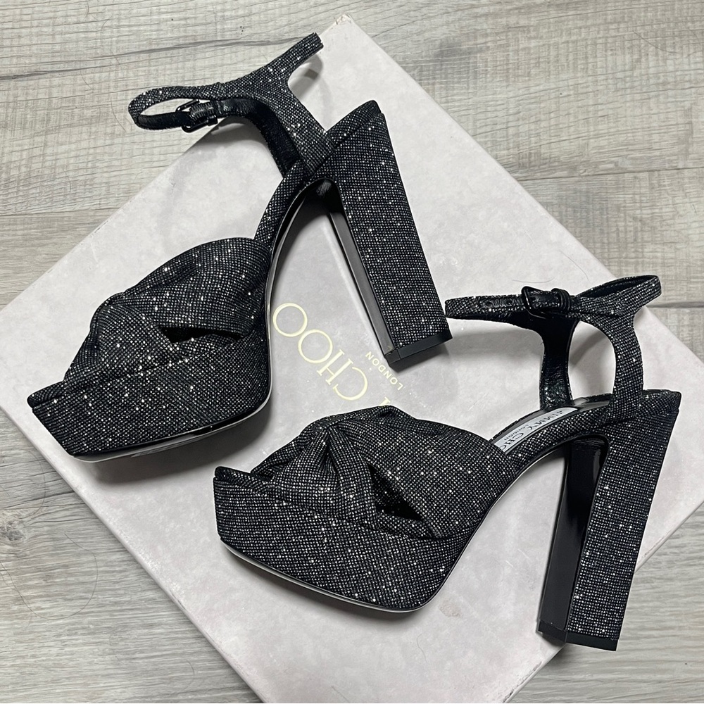 Jimmy Choo Elegant Heloise 120 Black High Heel Sandals